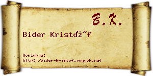 Bider Kristóf névjegykártya