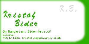 kristof bider business card